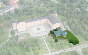 Översiktsbild över borgen och slottet